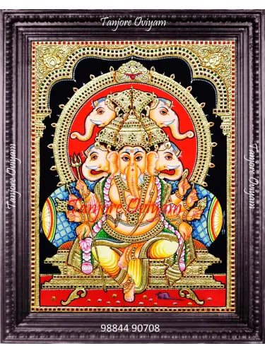 Tanjore Painting Vinayagar 5 Face Ganesh